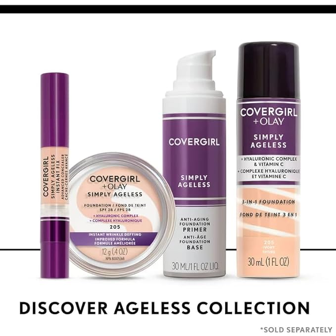 COVERGIRL & olay simply ageless 3-in-1 liquid foundation, nude beige, pack of 2, 1 Ounce
