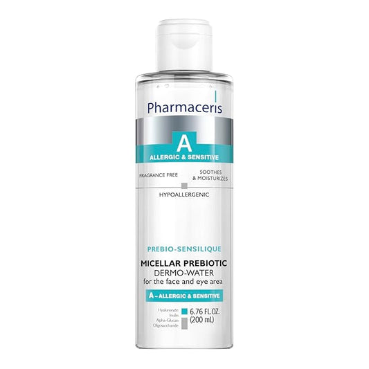 PREBIO-SENSILIQUE Micellar Prebiotic Dermo-Water for Face & Eyes, Removes Makeup & Impurities, Soothes & Moisturizes Allergic & Sensitive Skin, Safe for Contact Lens Wearers, 6.76 fl oz