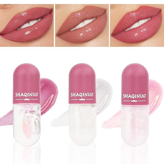 BINGBRUSH 3 Pcs Color Changing Lip Gloss Lip Oil Tinted, Pink Magic Mood Lipstick,Temperature Color Change Lip Stain Lip Balm, Long Lasting Lips Will Not Dry Out,Lip Changing Color Lipstick