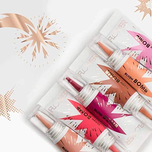 FLOWER Beauty By Drew Barrymore Liquid Blush Makeup Bomb Color Drops -Silky Lightweight Formula + Gel Cream Blush for Cheeks - Radiant + Glossy Finish - Buildable + Lightweight Formula - Cruelty-Free + Vegan (Bubbly)