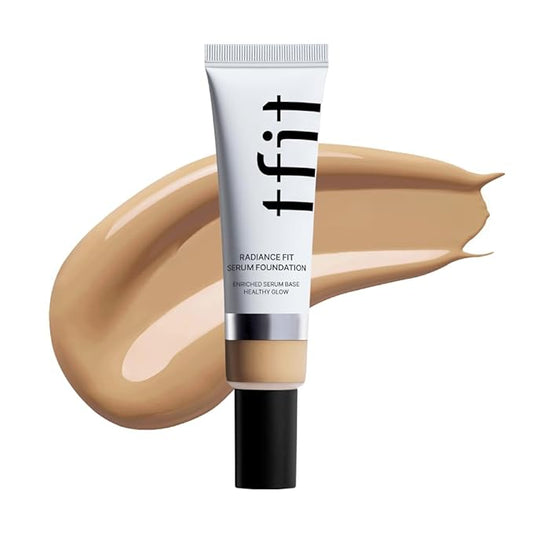 TFIT Radiance Fit Serum Foundation - Flawless Coverage, Dewy finish, Long-lasting, Lightweight, Korean Makeup,1.05 Oz. (N2.5 Amber, 1.05 Oz.)