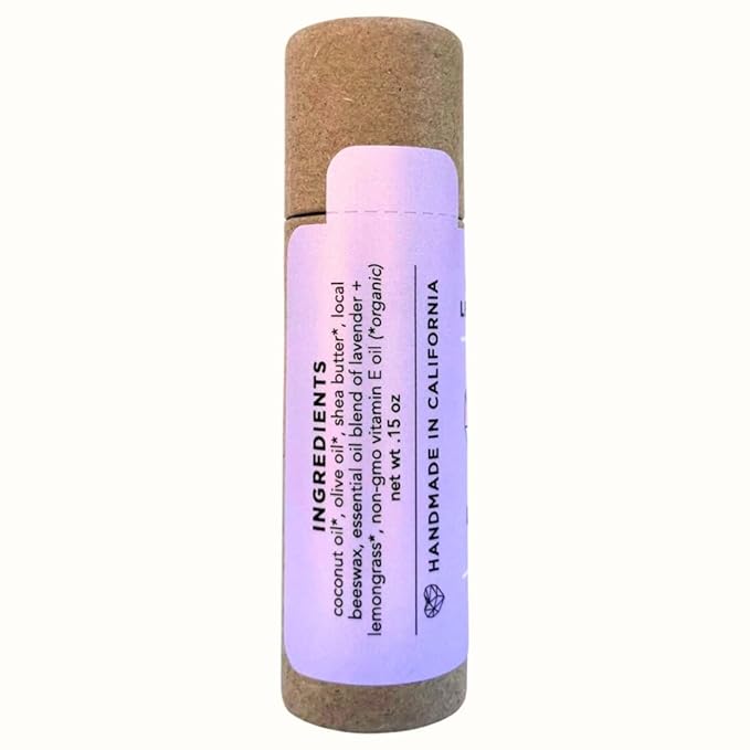 Plastic Free Lip Love | Jumbo Organic Lip Balm | Organic Beeswax and Plant Based | Zero Waste Natural Lip Balm (Lavender Lemongrass)