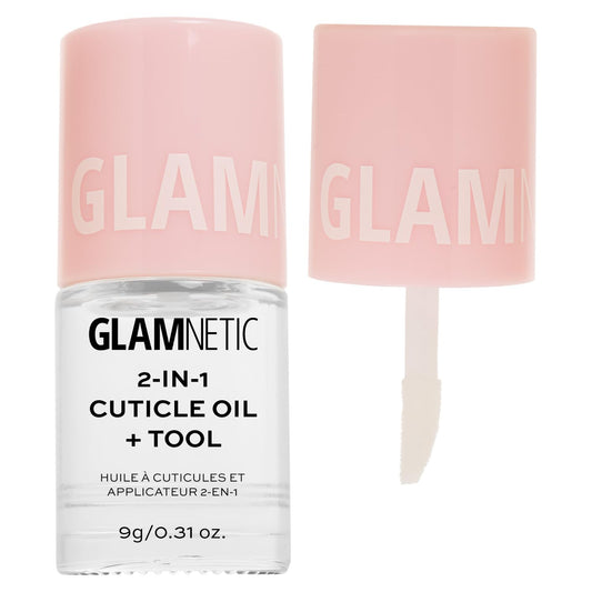 Glamnetic 2-in-1 Cuticle Oil | Nourishing Cuticle Serum & Cuticle Pusher For Healthy Nails | Overnight, Hyaluronic Acid & Botanical Oils - 0.31 Oz