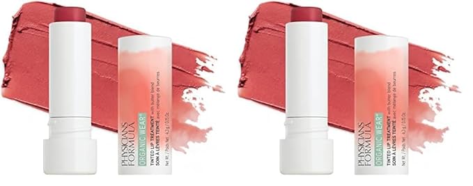 Physicians Formula Organic Wear All Natural Tinted Lip Balm Treatment, Red Love Bite | Dermatologist Tested, Clinicially Tested (Pack of 2)