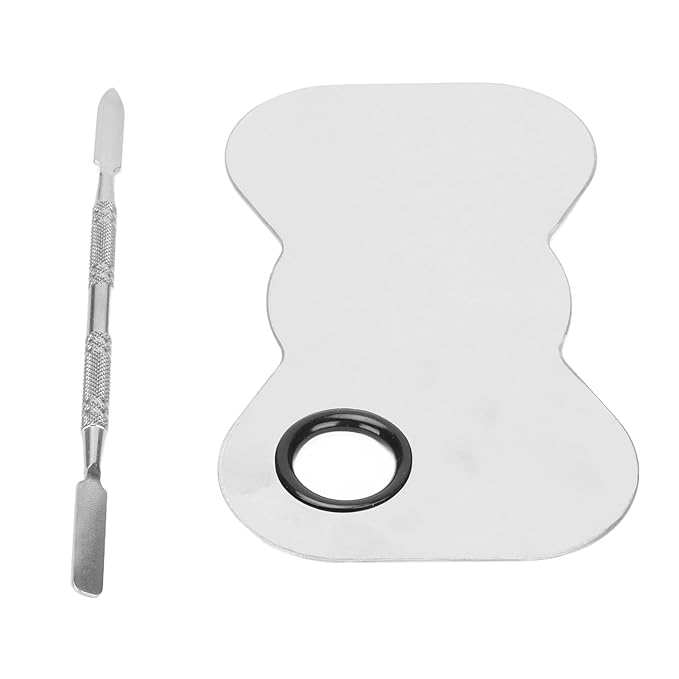 Cosmetic Makeup Palette Spatula, Mixing Bow Shape Stainless Steel Makeup Palette for Cosmetic Blend