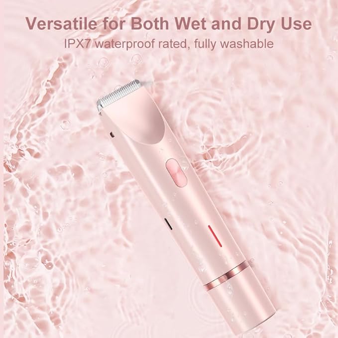 Bikini Trimmer for Women Electric Razors for Women, Double Head Dual Purpose, IPX7 Waterproof Hair Razor, Ceramic Blade Hair Trimmer Wet & Dry Use,Womens Painless Electric Shaver for Facial and Body