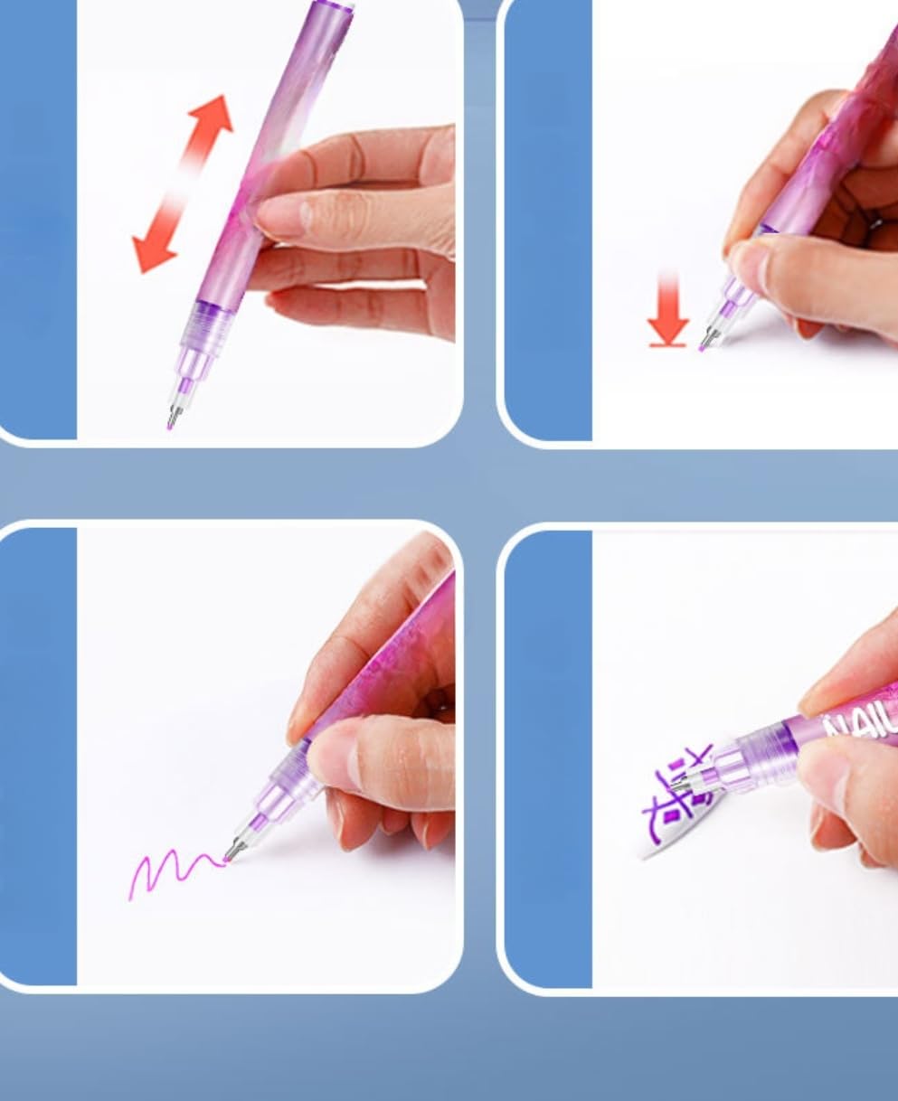 Nail Art Pens Set, 0.5mm 12 Colors Nail Polish Pens,Acrylic Paint Pens, Nail Art Markers, Painting Drawing Liner Pen, Nail Design for Nails DIY French Manicure