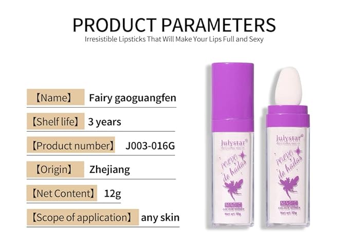 AKARY Shimmer Highlighter Powder, Fairy Polvo De Hadas Highlighter Powder & Blush Stick, Instant Glow Luminizer Duo, Glitter Body Face Hair High Gloss Stick, Sparkle Smudge-Proof Highlighter Stick Party Makeup (B-#03)