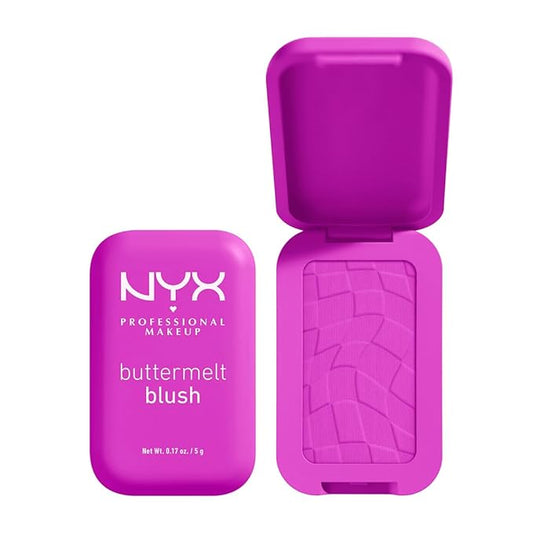 NYX PROFESSIONAL MAKEUP Buttermelt Powder Blush, Fade and Transfer-Resistant Blush, Up to 12HR Make Up Wear, Vegan Formula - All The Butta