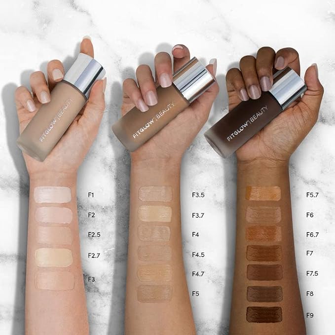 Fitglow Beauty - Natural Foundation+ Photo-Filtering Foundation | Vegan, Woman-Owned Clean Beauty (F9 - Rich Deep Warm, Golden Undertones)