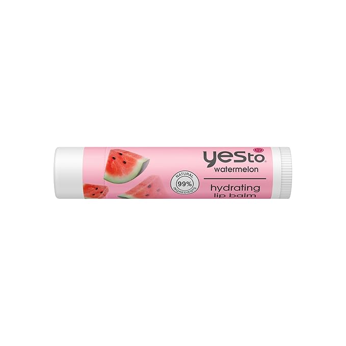 Yes To Watermelon Hydrating Lip Balm, Refreshing Non-Sticky Formula That Restores Dry Cracked Lips & Locks In Moisture, With Apricot Kernel Oil & Antioxidants, Natural & Cruelty Free, 0.15 Oz, 3-Pack