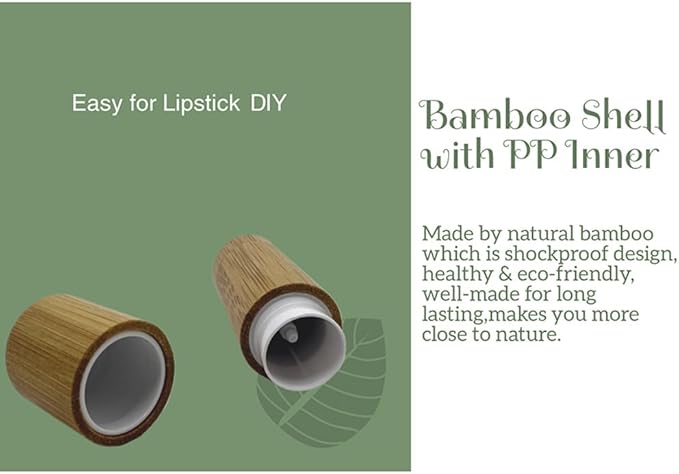 Bamboo Empty Lip Balm Containers 5.5g 6 Pack,Refillable DIY Lip Balm Tube Containers with Clear PP Plastic Inner,Lip Gloss Tubes Chapstick Holder for DIY Cosmetic Samples Deodorant