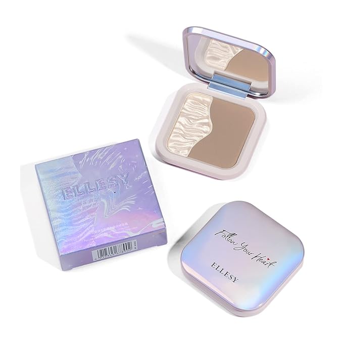 ELLESY Highlighter Makeup Palette Face Sculpting Highlighter Contouring Palette Lightweight Makeup Kit Silky Texture Contour Powder Palette with brush-C01