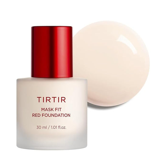 TIRTIR Mask Fit Red FoundationㅣLong Lasting Flawless Coverage, Energy Essence, Lightweight, Hydrating, Pore-Blurring, Breathable Satin Finish, Makeup, Radiant Skin, #10C Shell, 1.01 Fl Oz