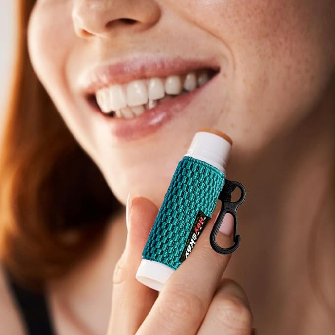 5PCS Lip Balm Holder Lipstick Sleeves Keychain Lip Gloss Holder Keychain Chapstick Elastic Sleeves(Black x5)