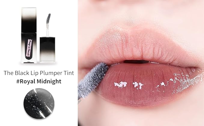 Keep In Touch The Black Plumper Tint | 2X Plumping Effect, Moisturizing Lip Gloss | Vegan and Cruelty-Free Korean Lip Tint (Royal Midnight)