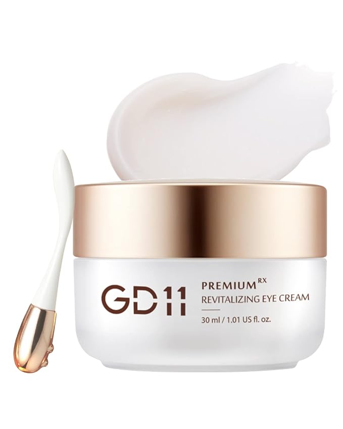 GD11 Premium RX Revitalizing Eye Cream | Anti-Aging & Anti-Wrinkle Cream for Elasticity Care with Stem Cell Extract & Shea Butter | Hydrating, Soothing, and Cooling Cream with Metal Massager, 1.01 oz.