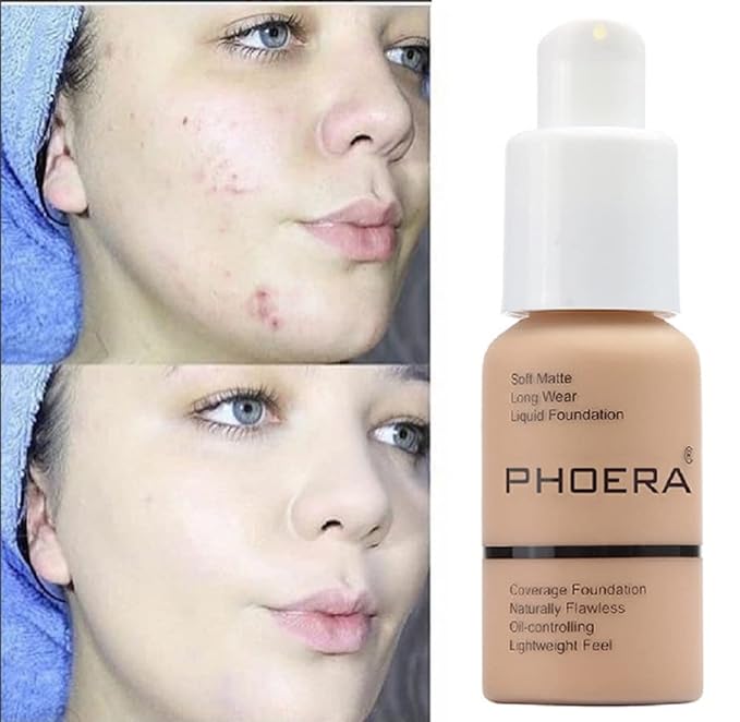 PHOERA Foundation, Flawless Soft Matte Liquid Foundation Makeup for Women.(102# Nude)