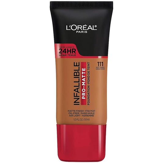 L'Oreal Paris Cosmetics Makeup Infallible Pro-Matte Liquid Longwear Foundation, Soft Sable, 1 fl oz