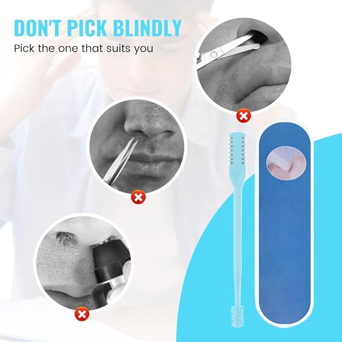 Nasal Hair Cutter, 2025 Upgraded Double Sided Noses Hairs Knife, 360° Rotating Portable Manual Nose Hair Trimmer, Noses Hairs Remover for Women Men Travel Essentials (Dark Green, 6 Pcs)