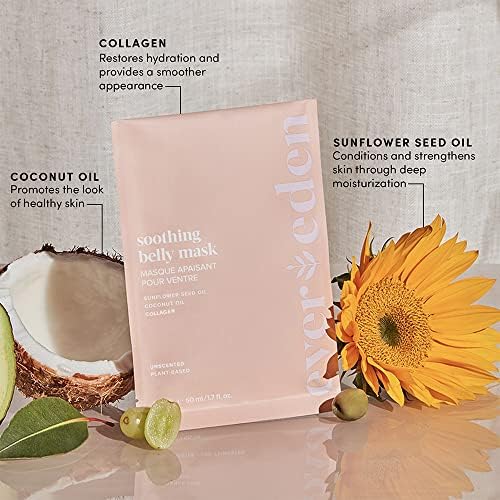 Evereden Soothing Belly Mask for Stretch Marks - 2nd/3rd Trimester Size | 1 count | Belly Mask for Pregnancy | Clean Pregnancy Skincare | Non-toxic and Fragrance Free