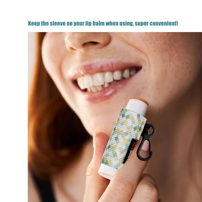 3pcs Lip Balm Holder Sleeves Keychain Chapstick Holder Keychain Lip Gloss Holder Chapstick Elastic Sleeves (Geometric Pattern)