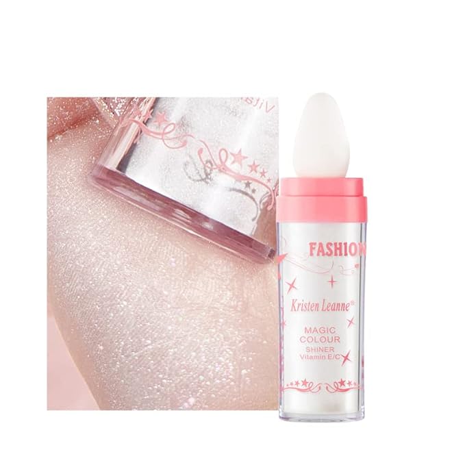 AKARY Shimmer Highlighter Powder, Fairy Polvo De Hadas Highlighter Powder & Blush Stick, Instant Glow Luminizer Duo, Glitter Body Face Hair High Gloss Stick, Sparkle Smudge-Proof Highlighter Stick Party Makeup (C-#01)
