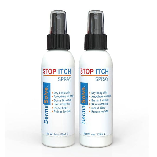 Dermasolve Stop Itch Spray with 100% Organic Neem Oil, Scalp and Body Psoriasis Relief, Dry Skin, Bites, Sunburn, Burns and Rashes