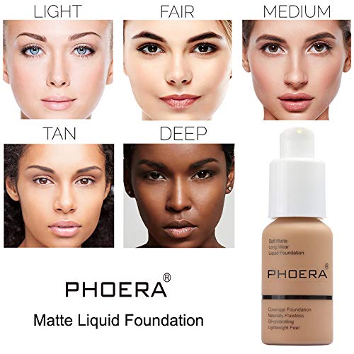 PHOERA Foundation, Flawless Soft Matte Liquid Foundation Makeup for Women. (107# Hone)