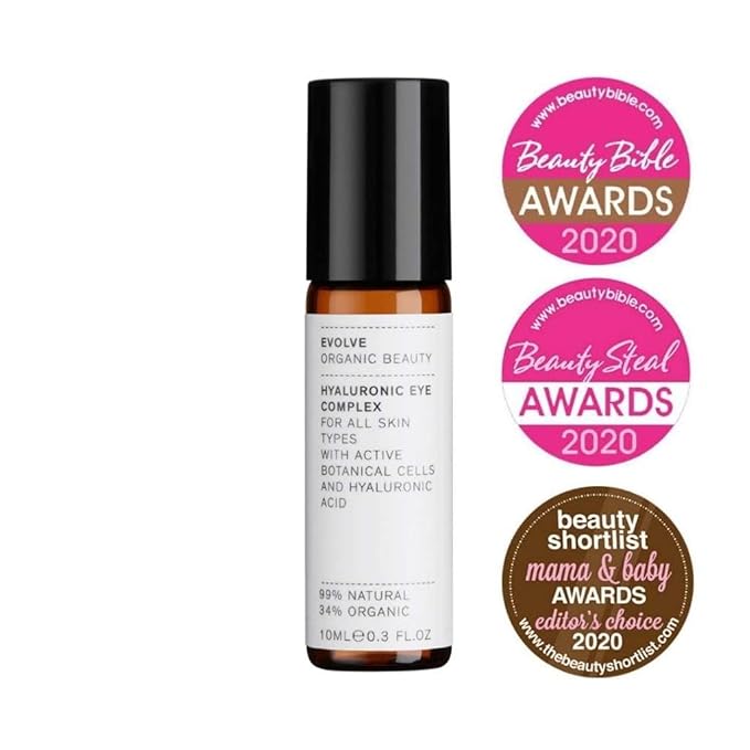 Evolve Organic Beauty - Natural Hyaluronic Eye Complex | Small-Batch, Vegan Clean Beauty (0.3 fl oz | 10 mL)