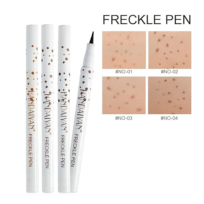 Freckle Pen 4 Colors Available, Natural Lifelike Freckle Makeup Pen, Waterproof Long Lasting Quick Dry - Light Brown, Natural Coffee, Chestnut, Dark Brown