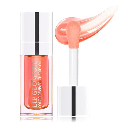 Hydrating Lip Glow Oil Moisturizing Plumping Lip Tint Lip Gloss Transparent Lip Balm Long Lasting Nourishing Repairing Lightening Lip Lines (001# PINK)