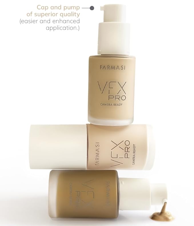 FARMASi Vfx Pro Foundation, Full Coverage Liquid Cream, Lightweight Long Lasting Coverage, Breathable Skin Moisturizer with Color True Matte Blending, Face Makeup, 1 fl. oz / 30 ml - Cool Medium 06