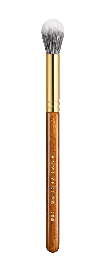 Desert Oak Series Dual Wool Highlighter Brush - Round Dome Goat Hair for Targeted Glow, Powder/Cream Highlight, Bubinga Handle (CM 189)