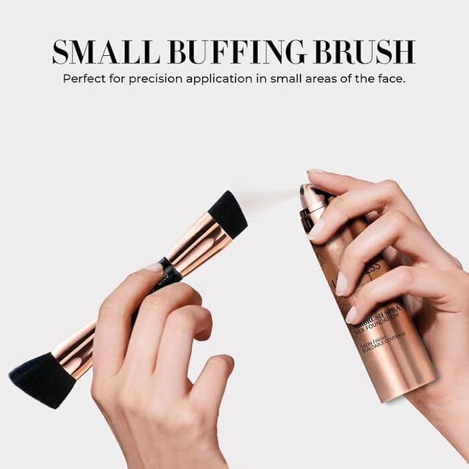 LUMINESS Silk Airbrush Spray Foundation 2-PC Kit - Foundation & Dual-Sided Angled Makeup Brush - Buildable Coverage, Anti-Aging Formula, Humidity Resistant, Hydrates & Moisturizes, Medium Warm