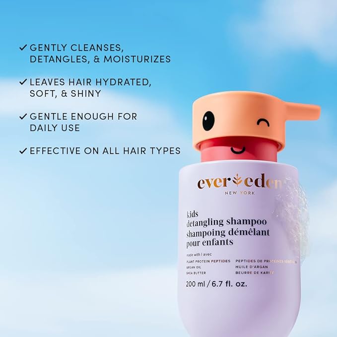 Evereden Kids Shampoo | Tear-Free Detangling Shampoo for Girls with Curly or Straight Hair | Clean, Non-Toxic, and Gentle Haircare | Sulfate-Free, Hypoallergenic, Safe for Daily Use | 6.7 fl oz