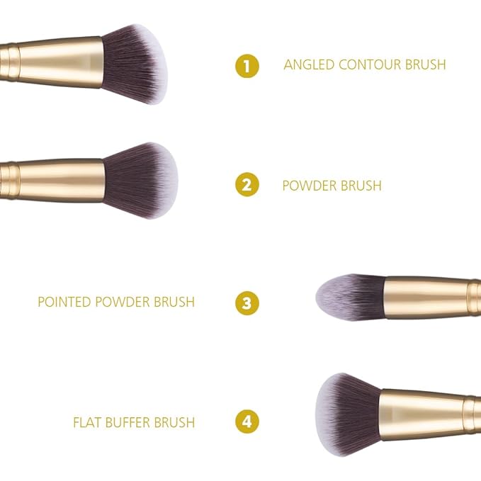 DUcare Makeup Brushes Duo End Foundation Powder Buffer and Contour Brush Synthetic Cosmetic Tools 2Pcs
