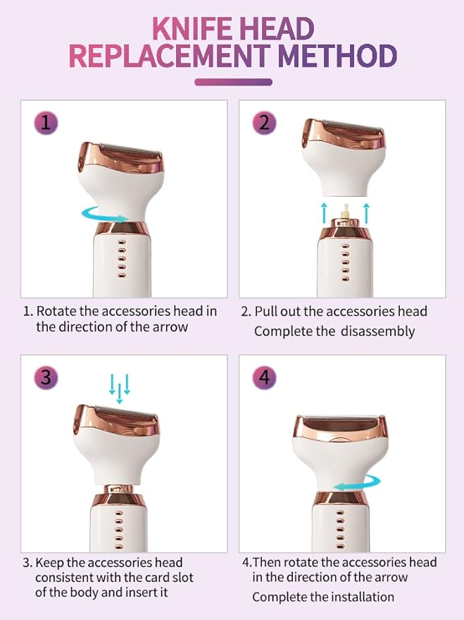 Electric Razors for Women, 5 in 1 Painless Ladies Wet & Dry Body Razors and Facial Hair Remover, Rechargeble Facial and Body Hair Remover for Face Nose Eyebrow Arms Armpit Legs Pubic Area（White）