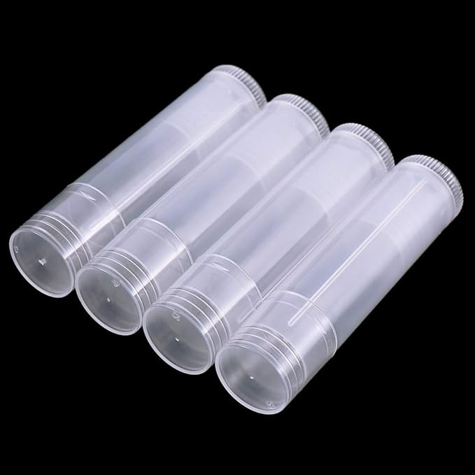 50Pcs 5ml Translucent Lipstick Cosmetic Empty Lip Gloss Lipstick Containers,Cosmetic Containers Sale Lip Balm Tubes Empty Hot Transparent Plastic Refill Lip Balm Tube with Cap