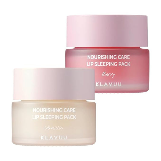 Klavuu Nourishing Care Lip Sleeping Pack (Vanila & Berry) - Overnight Exfoliating & Nourishing Lip Treatment Balm for Dry Lips - Natural Moisturizing Lip Oil - Lip Balm to Repair & Protect Lips