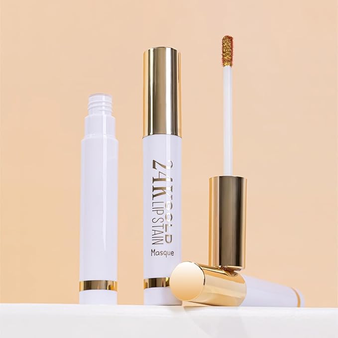 2025 New 24K Gold Liquid Lip Gloss Peel Off Lip Stain Tattoo with Tweezer, Mauve Lips Stain Peel Off Masque, Long Lasting Waterproof Lip Tint Stain, Transfer-proof for All Skin Types 04#