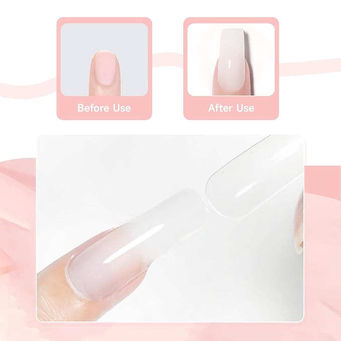 JEWHITENY Poly Nail Gel Set Clear Pink White Neutral Classic Color Poly Extension Gel With Base and Top Coat Slip Solution French Manicure for Home DIY Need U V Lamp Curing