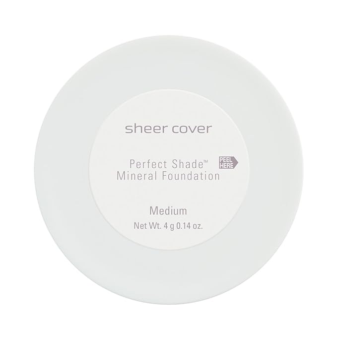 Sheer Cover Perfect Shade - Mineral Foundation Makeup Kit w Free Foundation Brush - Medium Shade - Foundation Powder Makeup and Mineral Makeup, Best Full Coverage Foundation 4 Grams