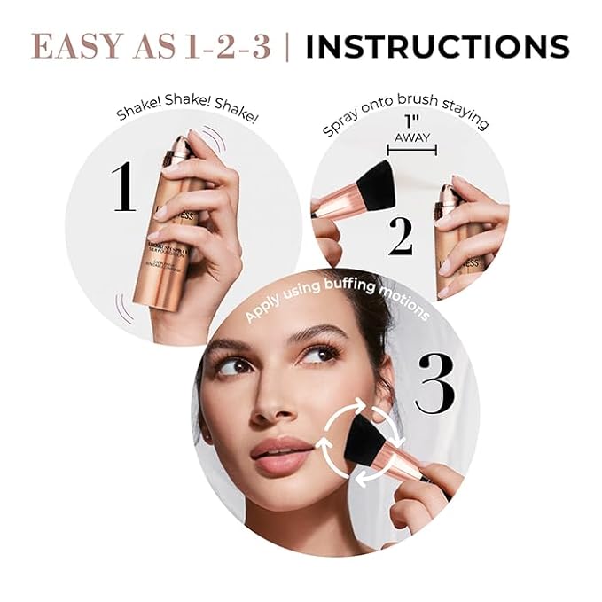 LUMINESS Silk Airbrush Spray Foundation 2-PC Kit - Foundation & Dual-Sided Angled Makeup Brush - Buildable Coverage, Anti-Aging Formula, Humidity Resistant, Hydrates & Moisturizes, Light Fair