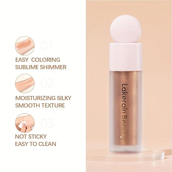 GECOMO Liquid Contour Beauty Wand Face Highlighter Bronzer Makeup Stick, Dewy Finish, Moisturizing Silky Smooth Texture 0.25 Oz/ 7.5ml - 03 ROSE GOLD