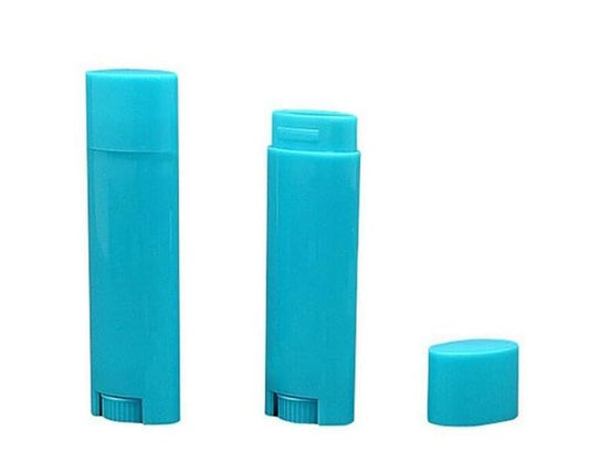4.5g 0.15oz Empty Refillable Plastic DIY Lipstick Lip Balm Lip Gloss Tubes Holder Containers Oval Deodorant Crayon Tube Pipe Bottle Case (50pcs, Blue)