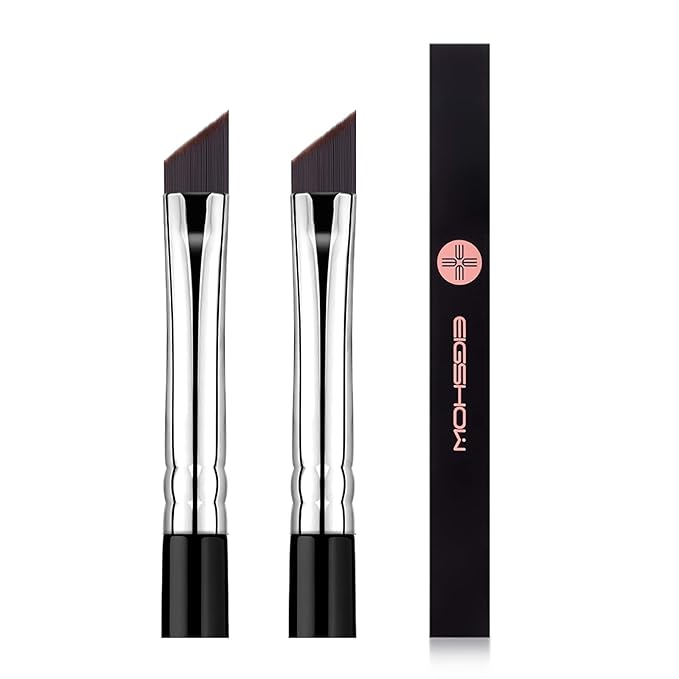 Eyeliner Brush Fine Angled - PRO Precision Gel Eye Liner Makeup Brush -Ultra Thin Slanted Flat Angle - Premium Cruelty Free Synthetic Bristles (E835 2piece)