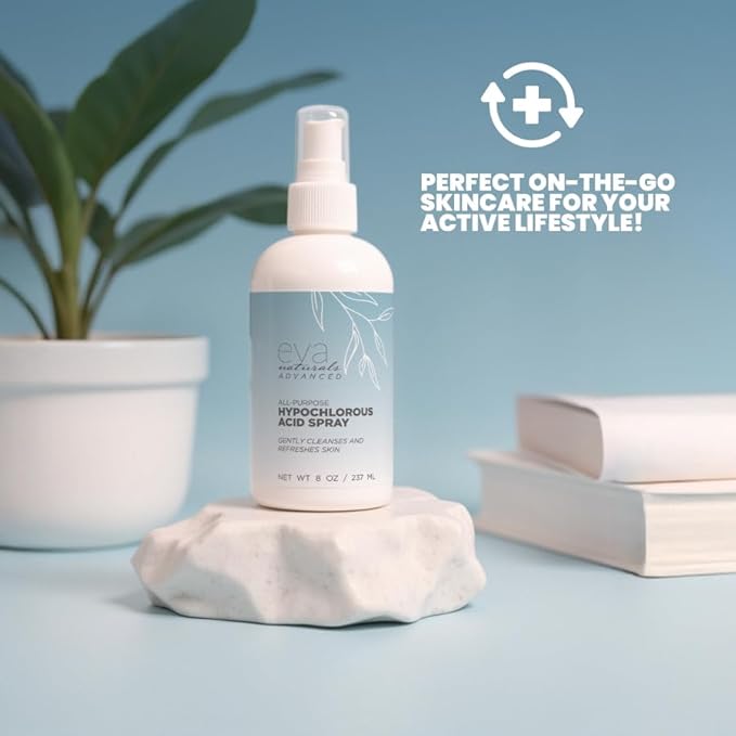 Hypochlorous Acid Spray for Face, Skin, and Body – 0.018% HOCl Facial Mist Toner, Hydrating Cleanser for Acne, Eczema, Rosacea, Eyelids, Pets, Workout, Baby, Back, Redness, Sensitive Care Spray