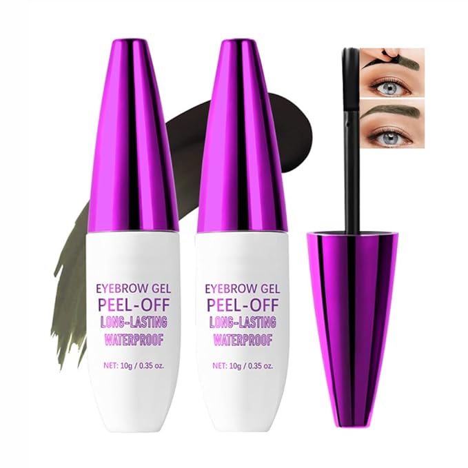 2Pcs Peel Off Eyebrow Tint Gel - Waterproof & Sweatproof All-Day Wear, Transfer-Resistant Tattoo Effect, All Skin Types + Mother’s Day Gift Set, 03#Light Brown