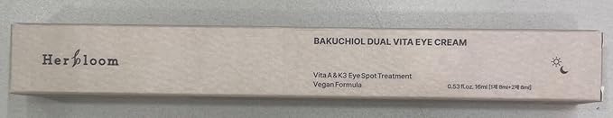 herbloom Bakuchiol Dual Vita Eye Cream | Korean Eye Cream for Dark Circles & Fine Lines | Day & Night Eye Cream for Sensitive Skin | Eye Moisturizer W/Vitamin A & K 0.54 Fl Oz